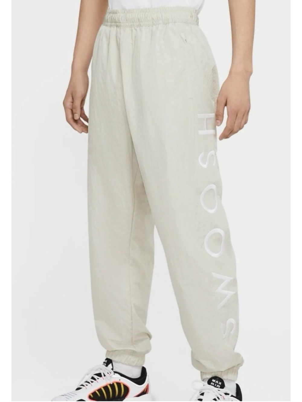 Nike Sportswear Swoosh Woven Pants Light Bone/White Mens S Jogger Double Check